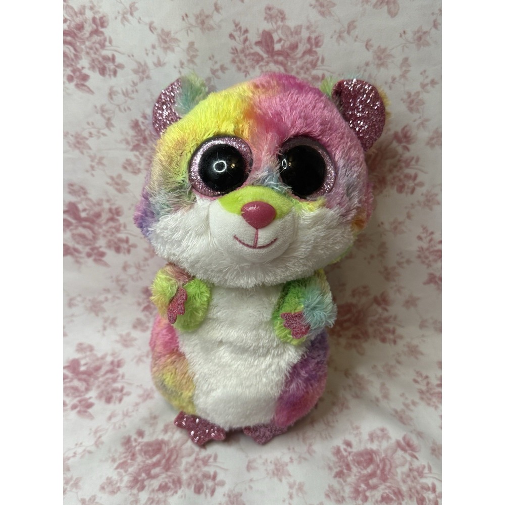 Ty Beanie Boos Rodney Rainbow Hamster Plush 9" Stuffed Animal